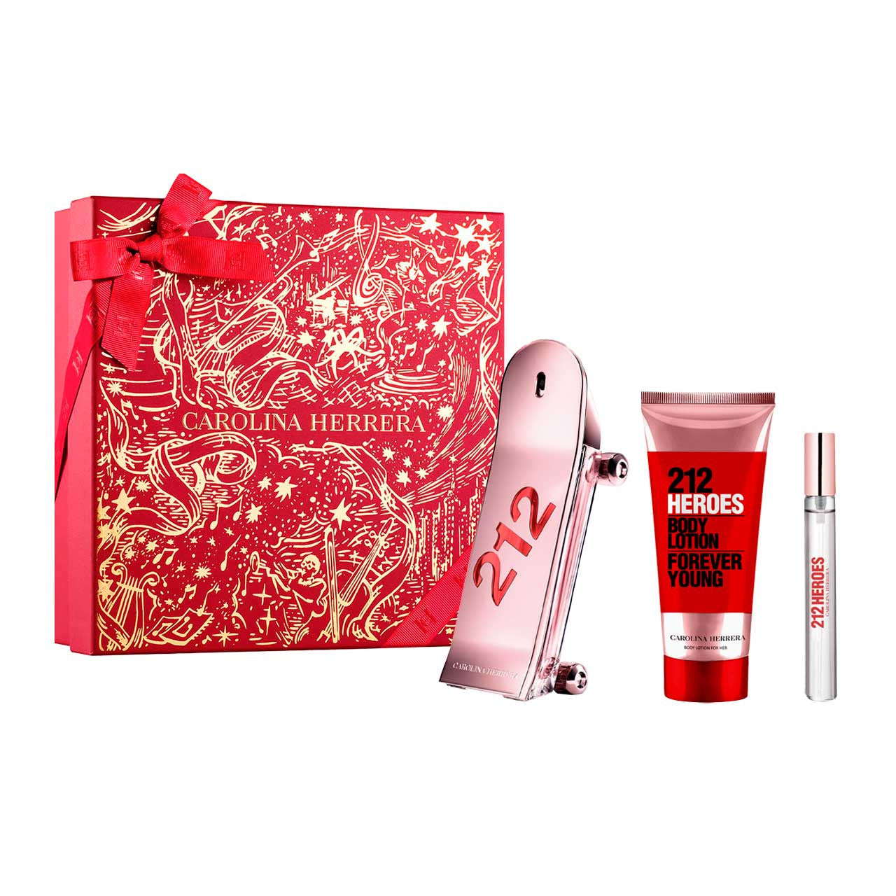 212 Heroes Navidad SET 3 Piezas Dama EDP 80ml + Locion Corporal 100ml + Miniatura 10ml