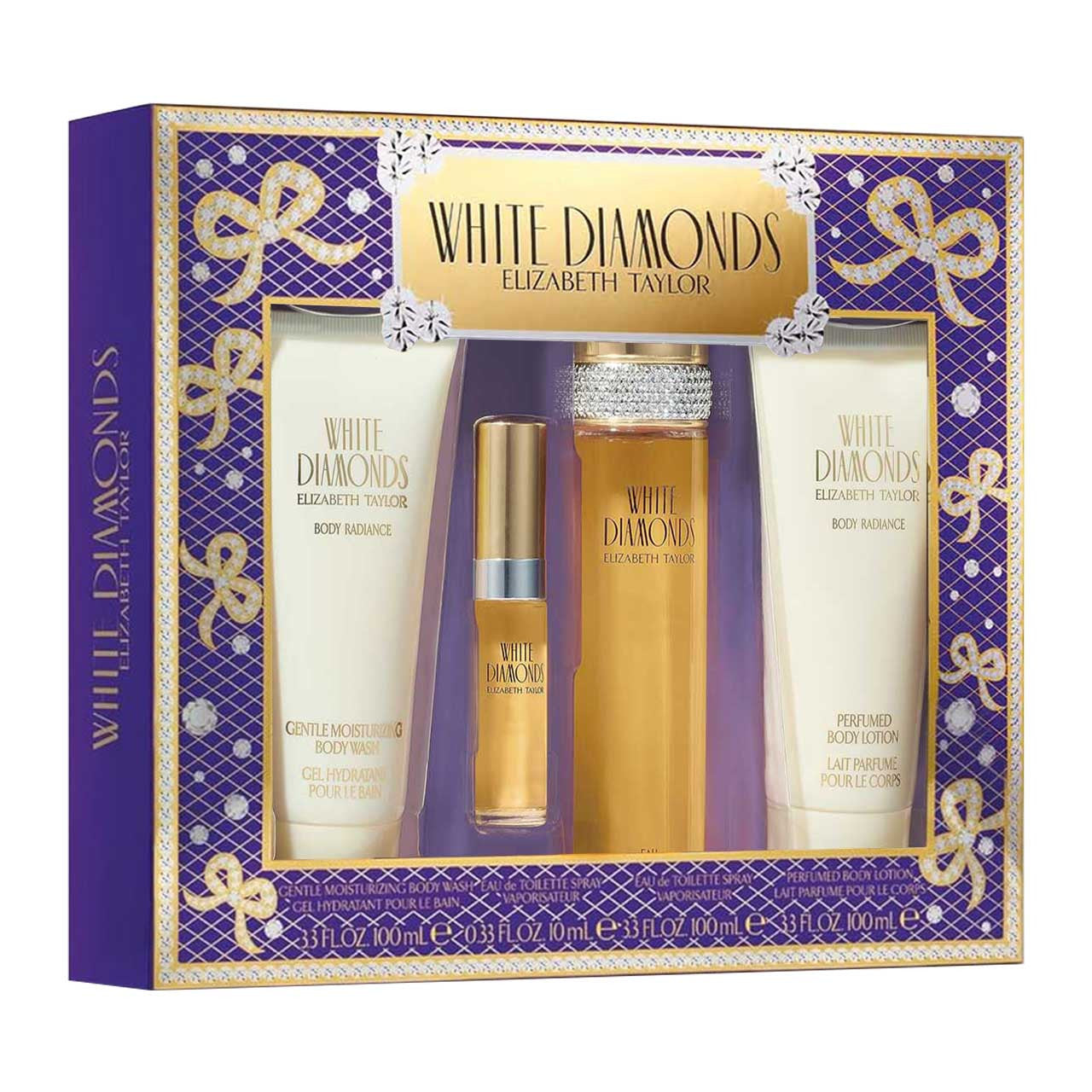 White Diamonds SET 4 Piezas Dama EDT 100ml + Jabon Corporal 100ml + Locion Corporal 100ml + Miniatura 10ml